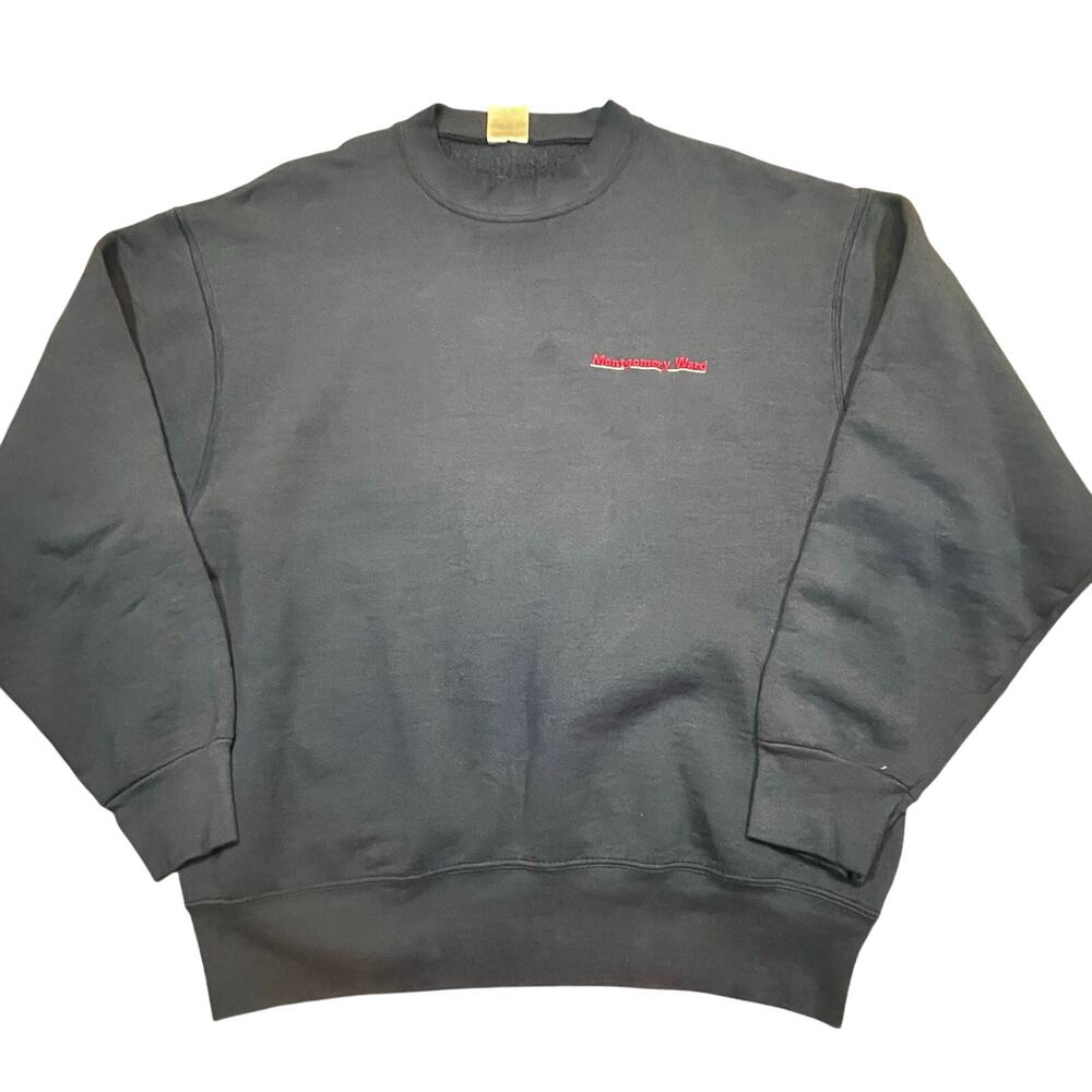Vintage Montgomery Embroidered Ward Sweatshirt Men L Blue‎ Minimal USA 90s
